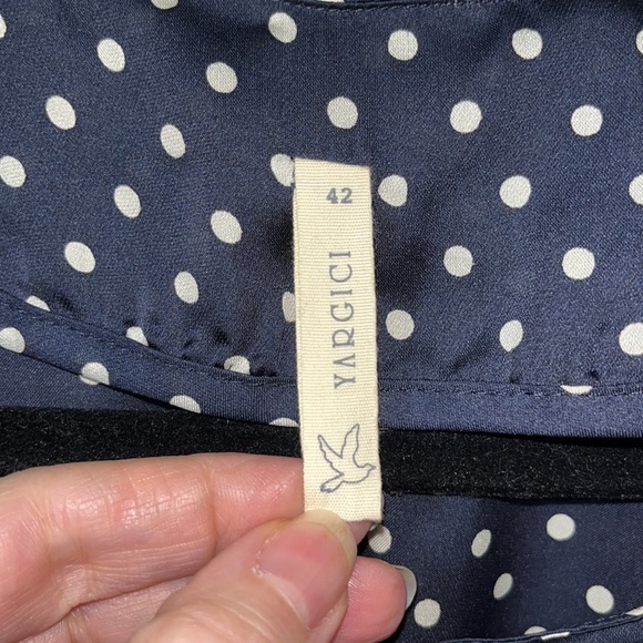 ⭐️ Womens YARGICI Navy polka dot Satin Cocktail Dress F2 - Picture 4 of 6